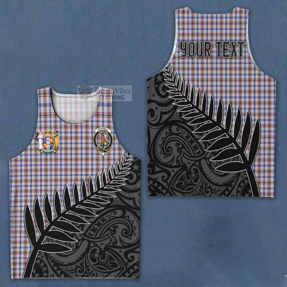 Tartan Vibes Clothing Boswell Crest Tartan Men's Tank Top with New Zealand Silver Fern Half Style