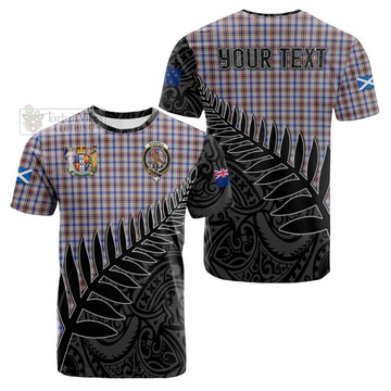 Boswell Crest Tartan Cotton T-shirt with New Zealand Silver Fern Half Style