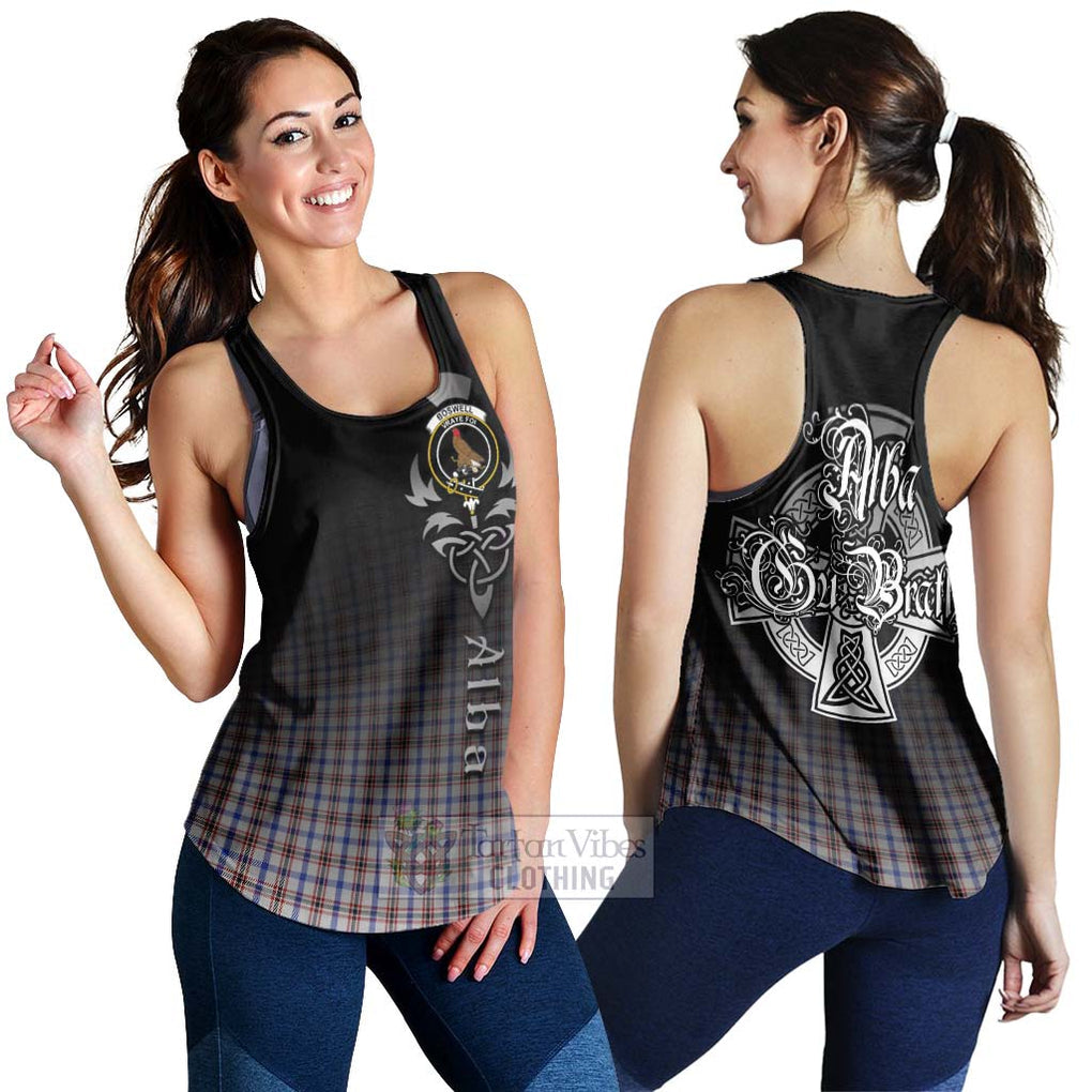 Tartan Vibes Clothing Boswell Tartan Women's Racerback Tanks Featuring Alba Gu Brath Family Crest Celtic Inspired