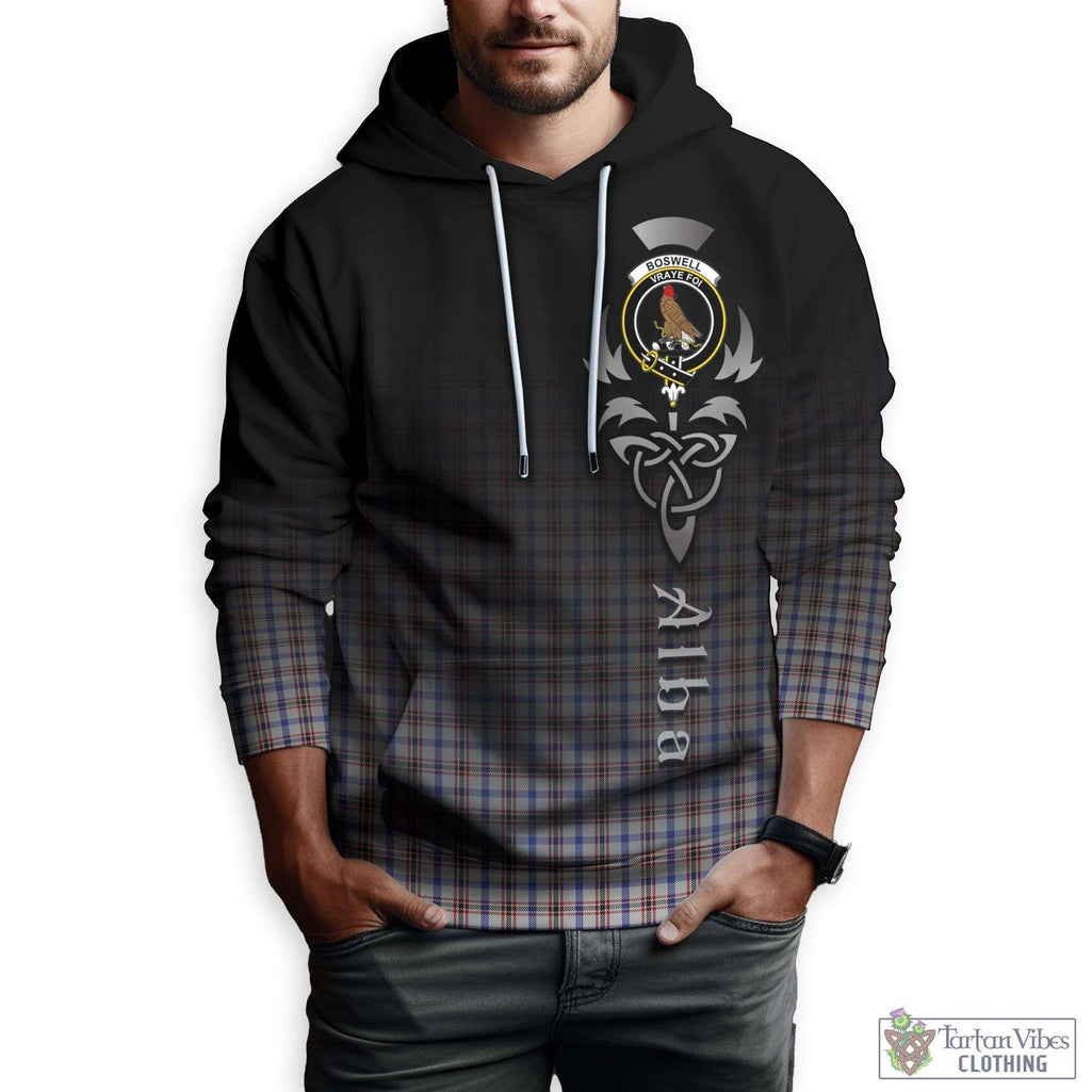 Tartan Vibes Clothing Boswell Tartan Hoodie Featuring Alba Gu Brath Family Crest Celtic Inspired