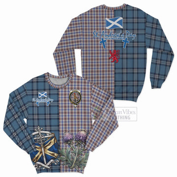 Boswell Tartan Sweatshirt Happy St. Andrew's Day Half Tartan Style