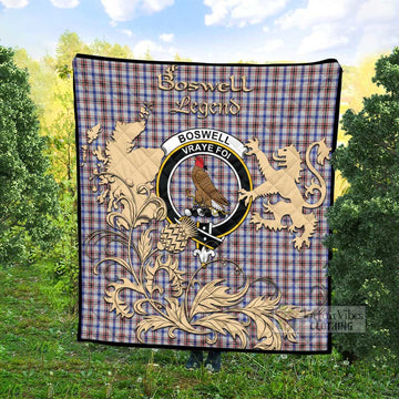 Boswell Tartan Quilt with Family Crest and Scottish Symbol Style Super King Quilt 91" x 110" - Tartan Vibes Clothing