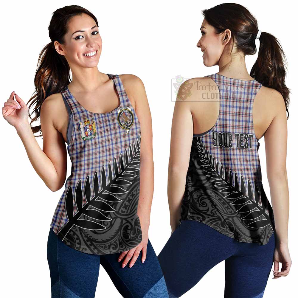 Tartan Vibes Clothing Boswell Crest Tartan Women's Racerback Tanks with New Zealand Silver Fern Half Style