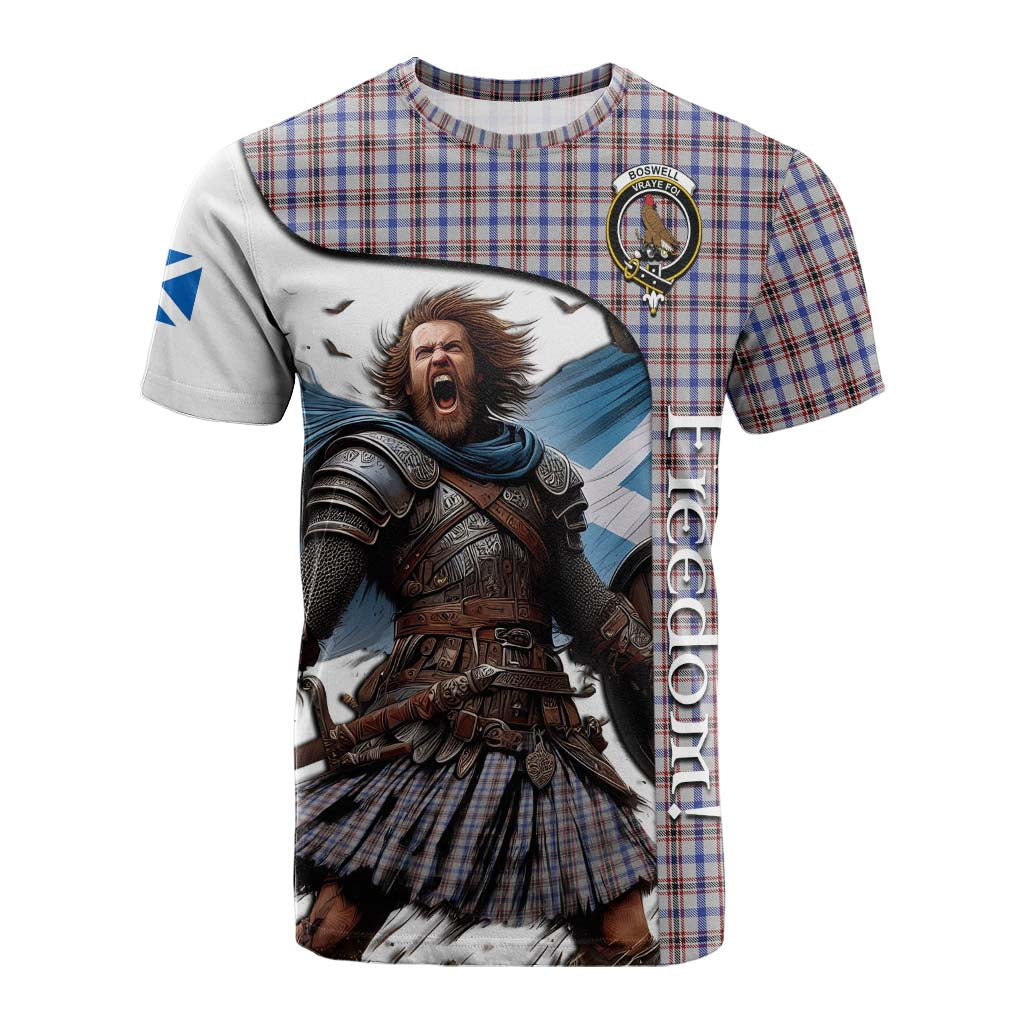 Tartan Vibes Clothing Boswell Crest Tartan Cotton T-shirt Inspired by the Freedom of Scottish Warrior