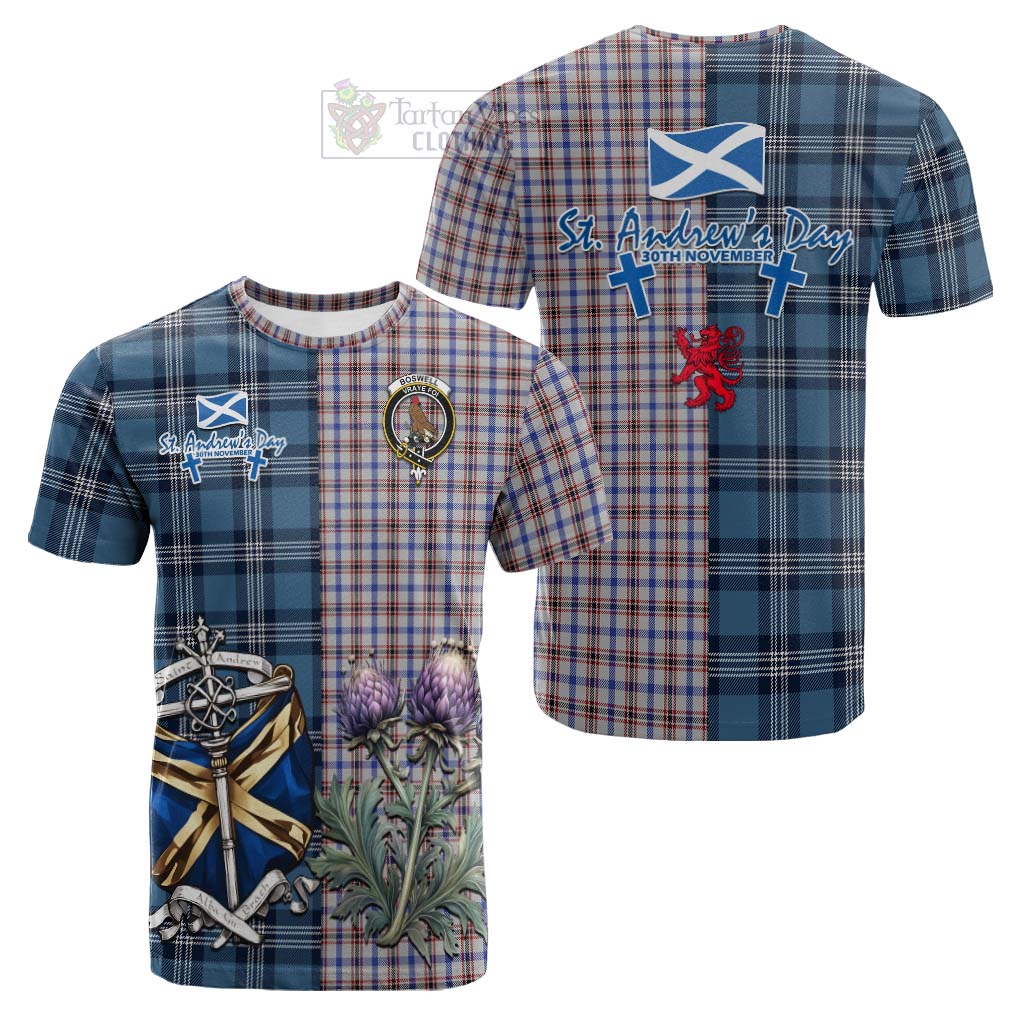 Tartan Vibes Clothing Boswell Tartan Cotton T-shirt Happy St. Andrew's Day Half Tartan Style