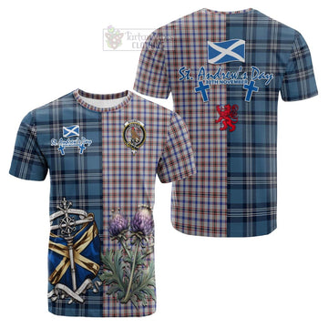 Boswell Tartan Cotton T-shirt Happy St. Andrew's Day Half Tartan Style