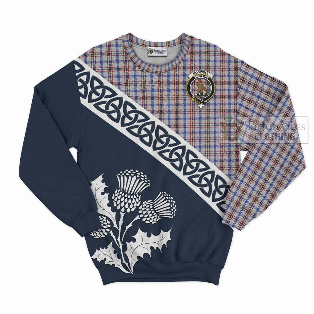 Tartan Vibes Clothing Boswell Tartan Sweatshirt Featuring Thistle and Scotland Map