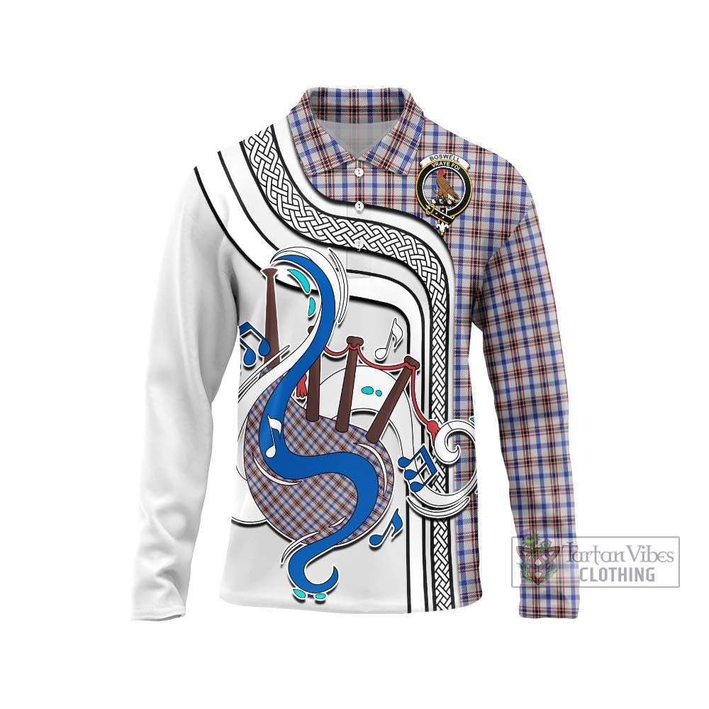 Tartan Vibes Clothing Boswell Tartan Long Sleeve Polo Shirt with Epic Bagpipe Style