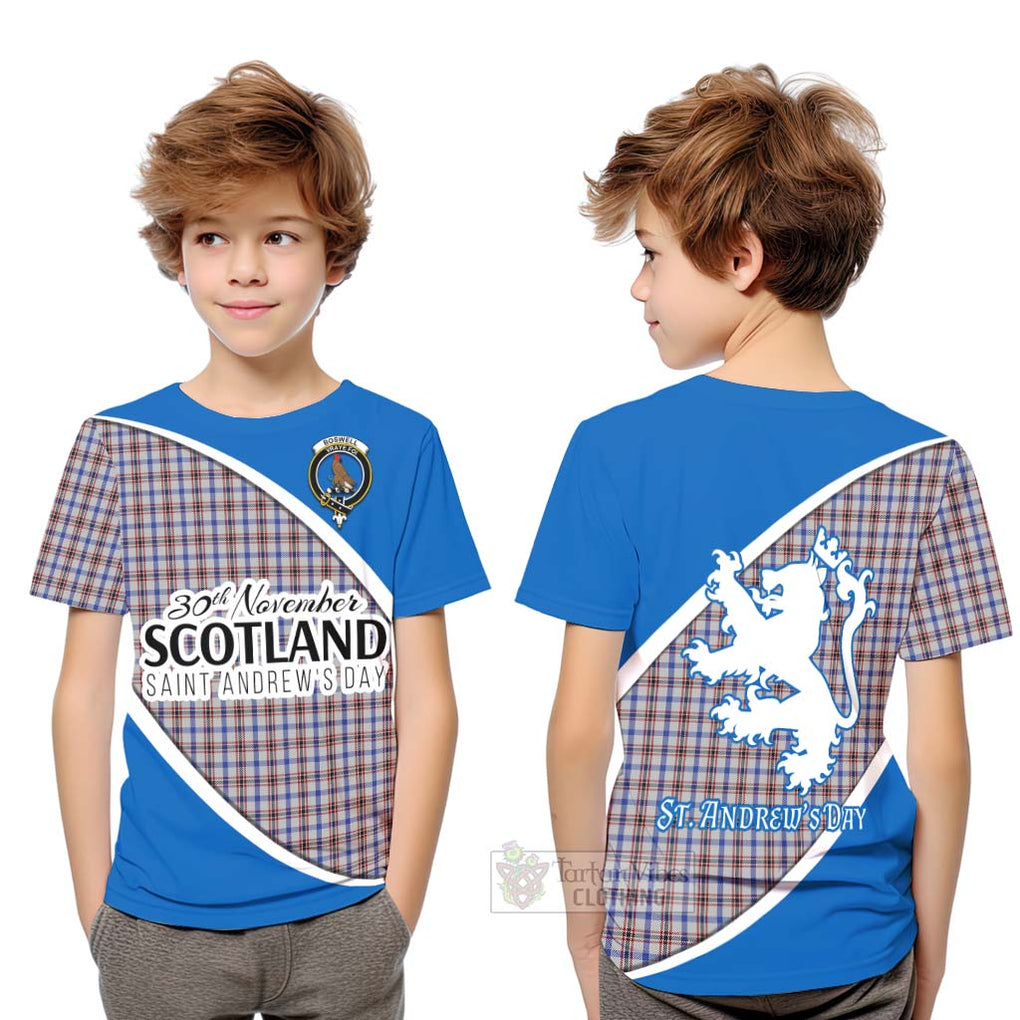 Tartan Vibes Clothing Boswell Family Crest Tartan Kid T-Shirt Celebrate Saint Andrew's Day in Style