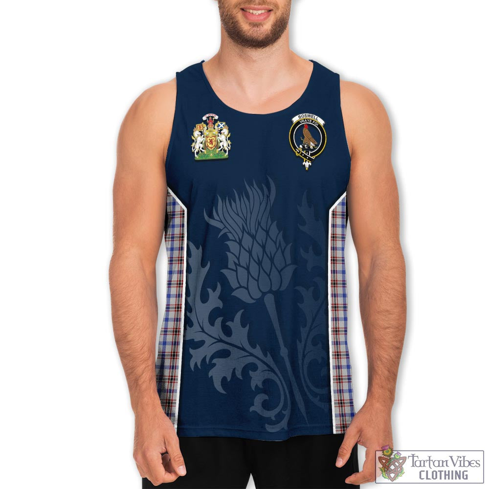 Tartan Vibes Clothing Boswell Tartan Men's Tanks Top with Family Crest and Scottish Thistle Vibes Sport Style