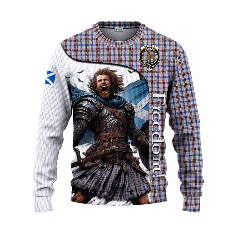 Tartan Vibes Clothing Boswell Crest Tartan Knitted Sweater Inspired by the Freedom of Scottish Warrior