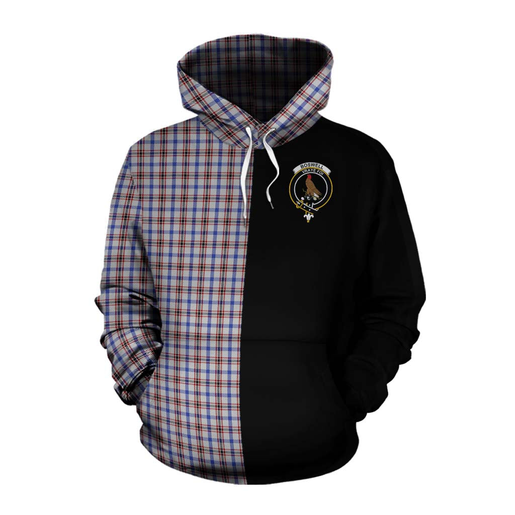 Tartan Vibes Clothing Boswell Tartan Cotton Hoodie with Family Crest and Half Of Me Style