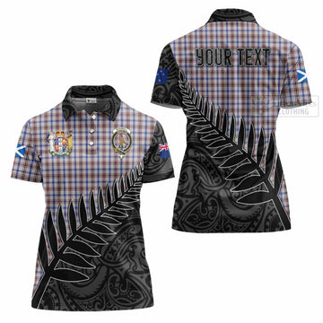 Boswell Crest Tartan Women's Polo Shirt with New Zealand Silver Fern Half Style