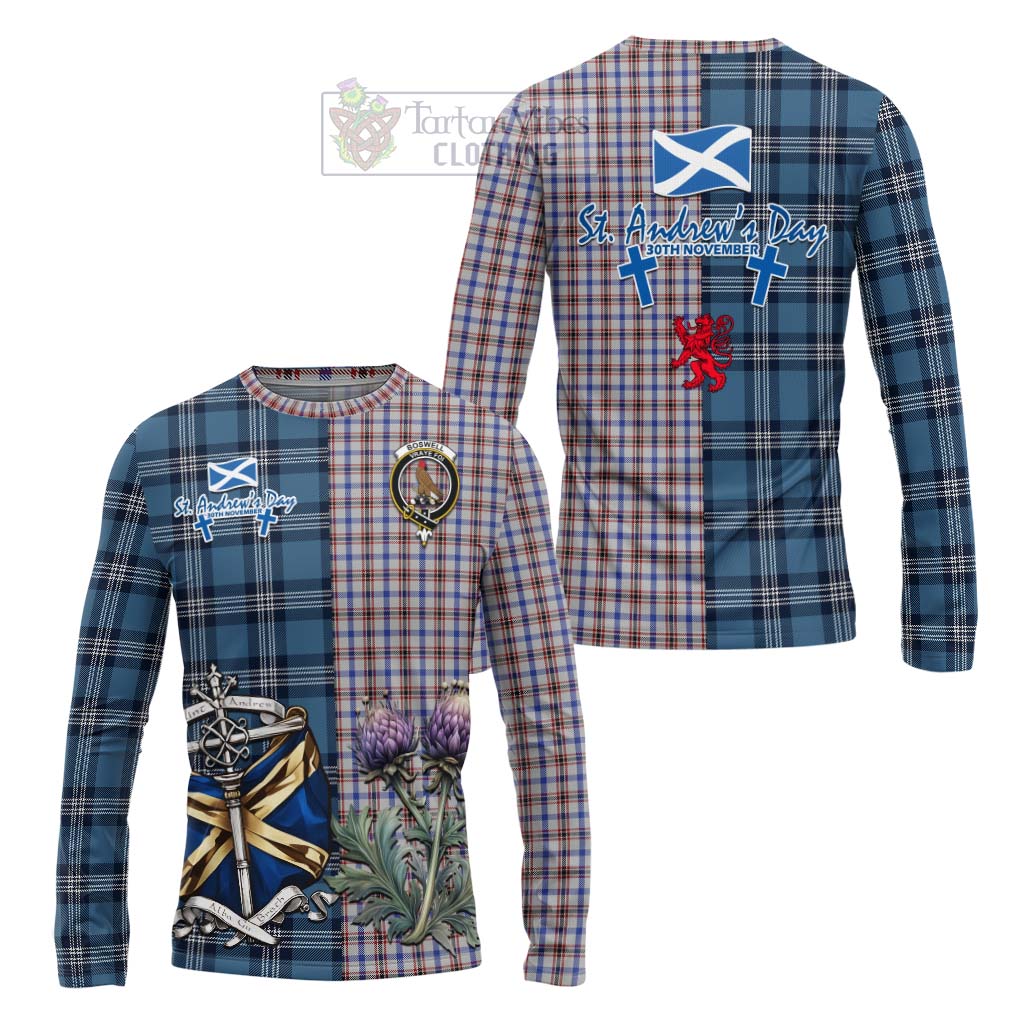 Tartan Vibes Clothing Boswell Tartan Long Sleeve T-Shirt Happy St. Andrew's Day Half Tartan Style