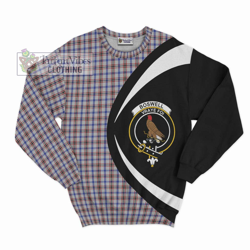 Boswell Tartan Sweatshirt with Family Crest Circle Style Unisex - Tartan Vibes Clothing