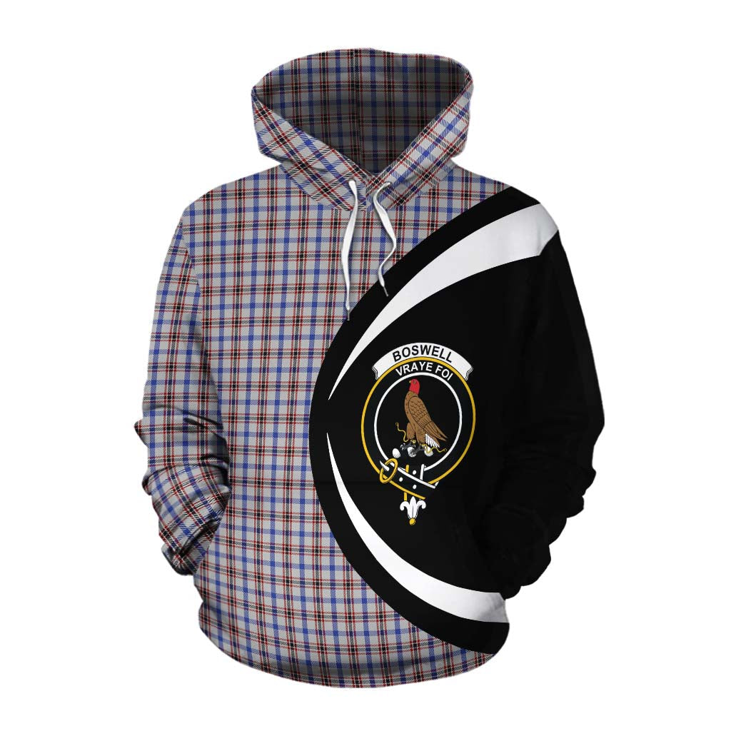 Tartan Vibes Clothing Boswell Tartan Cotton Hoodie with Family Crest Circle Style