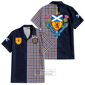 Boswell Tartan Short Sleeve Button Shirt Alba with Scottish Lion Royal Arm Half Style