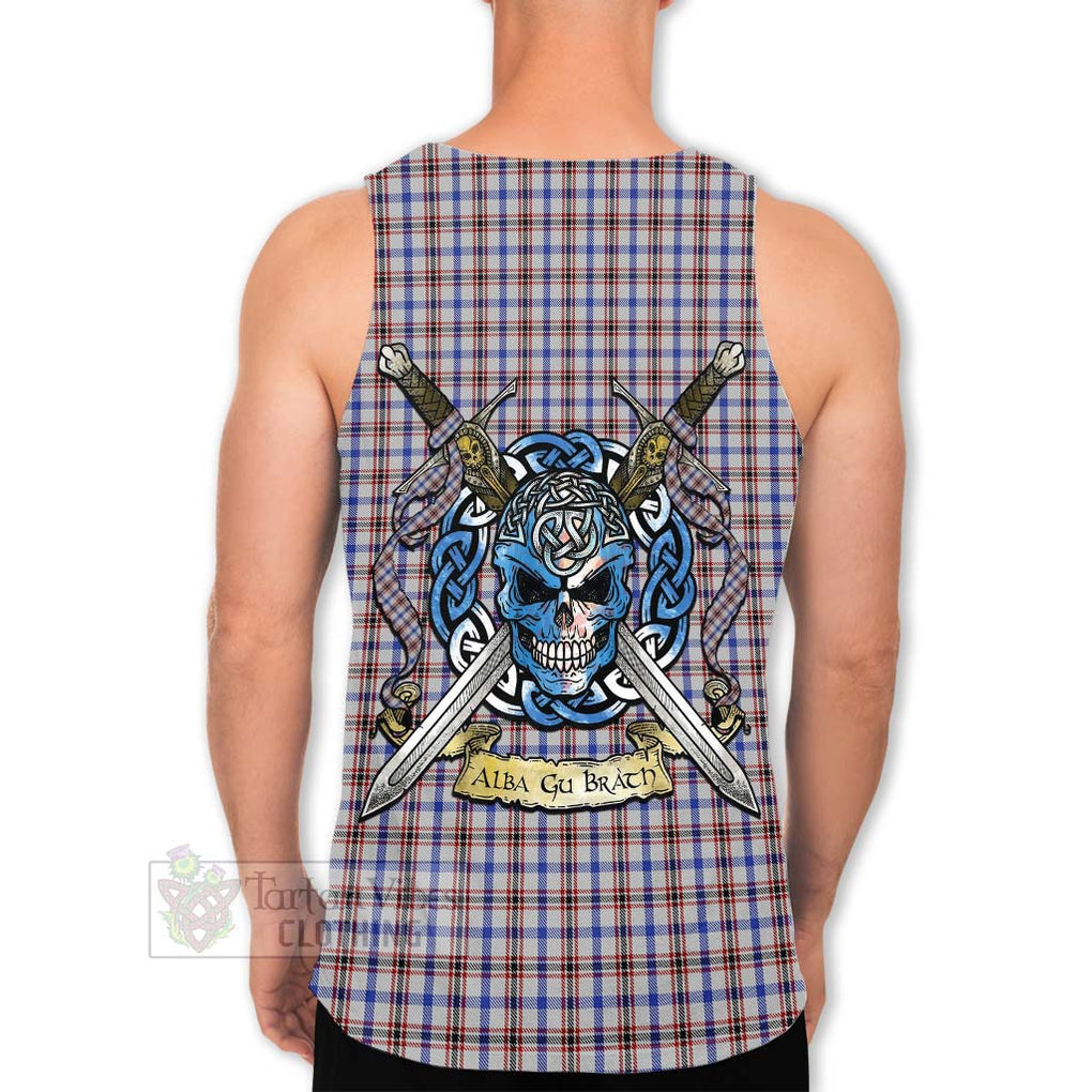 Tartan Vibes Clothing Boswell Tartan Men's Tank Top with Family Crest Celtic Skull Style