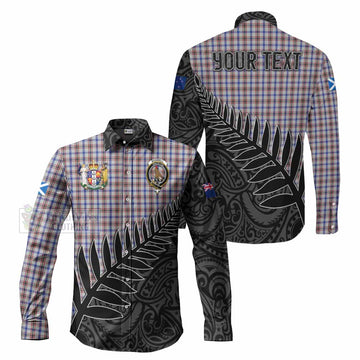 Boswell Crest Tartan Long Sleeve Button Shirt with New Zealand Silver Fern Half Style