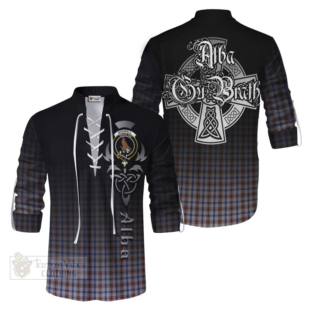 Tartan Vibes Clothing Boswell Tartan Ghillie Kilt Shirt Featuring Alba Gu Brath Family Crest Celtic Inspired