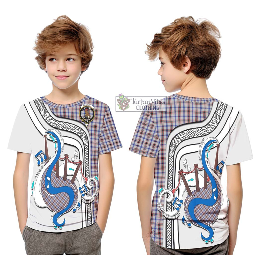 Tartan Vibes Clothing Boswell Tartan Kid T-Shirt with Epic Bagpipe Style