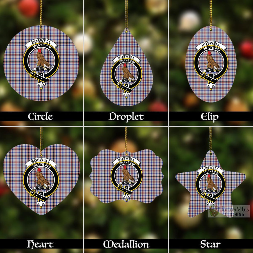 Tartan Vibes Clothing Boswell Tartan Christmas Aluminium Ornament with Family Crest