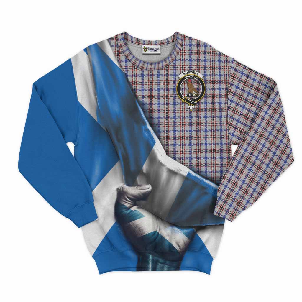 Tartan Vibes Clothing Boswell Tartan Sweatshirt with Family Crest Scotland Patriotic Style