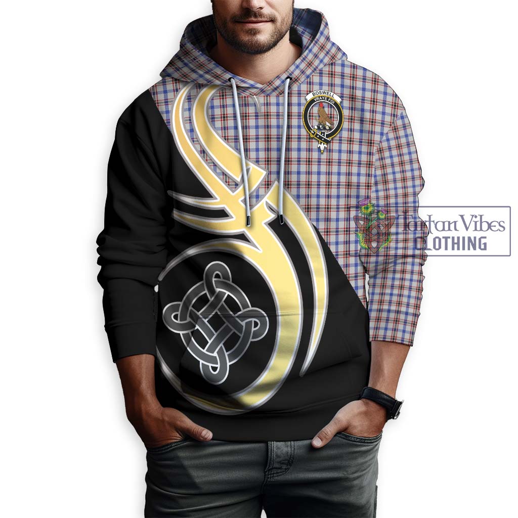 Boswell Tartan Hoodie with Family Crest and Celtic Symbol Style Zip Hoodie - Tartan Vibes Clothing