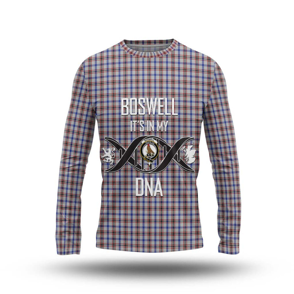 Boswell Tartan Long Sleeve T-Shirt with Family Crest DNA In Me Style Unisex - Tartanvibesclothing Shop