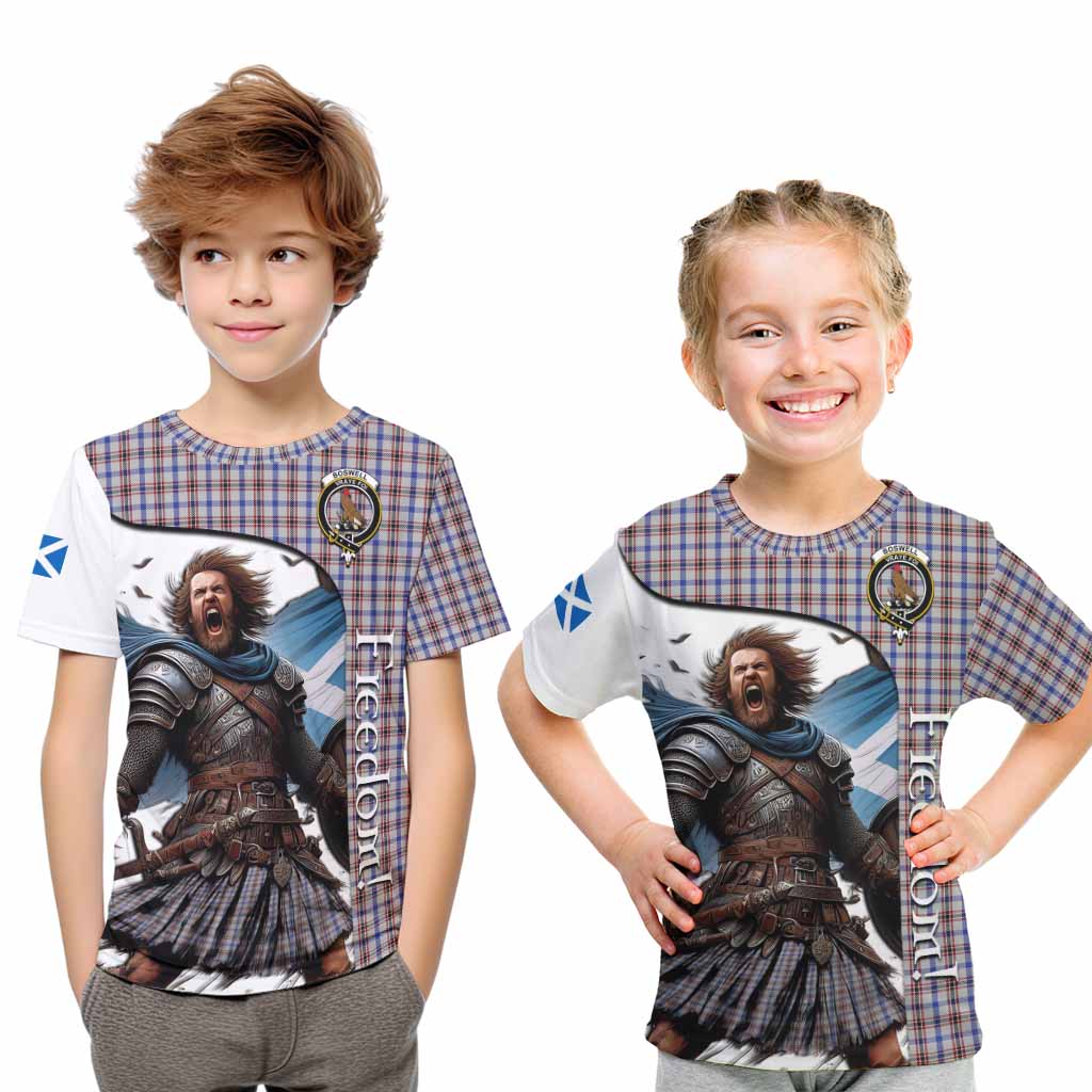 Tartan Vibes Clothing Boswell Crest Tartan Kid T-Shirt Inspired by the Freedom of Scottish Warrior