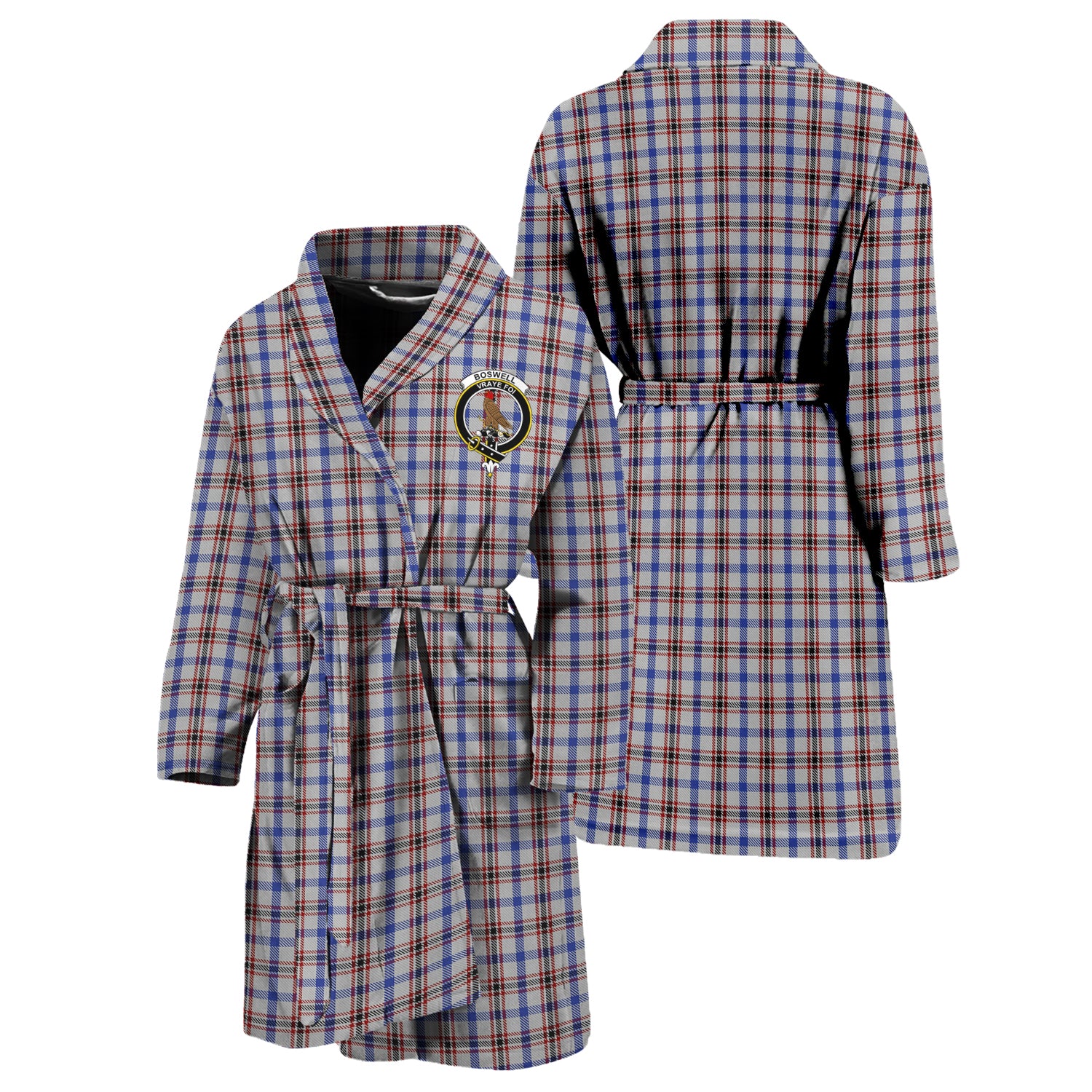 Boswell Tartan Bathrobe with Family Crest Unisex S - Tartan Vibes Clothing