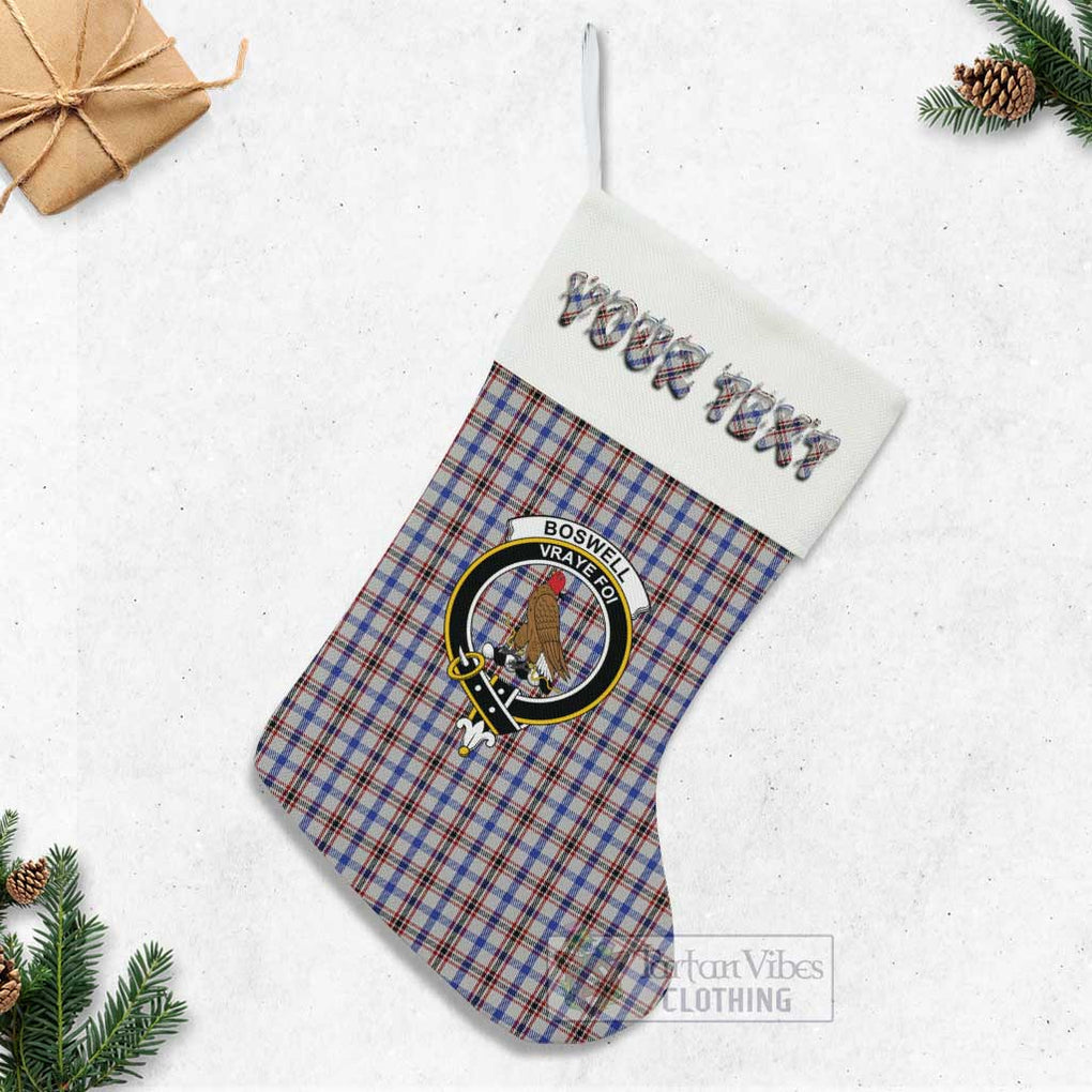 Tartan Vibes Clothing Boswell Tartan Family Crest Christmas Stocking with Personalized Text