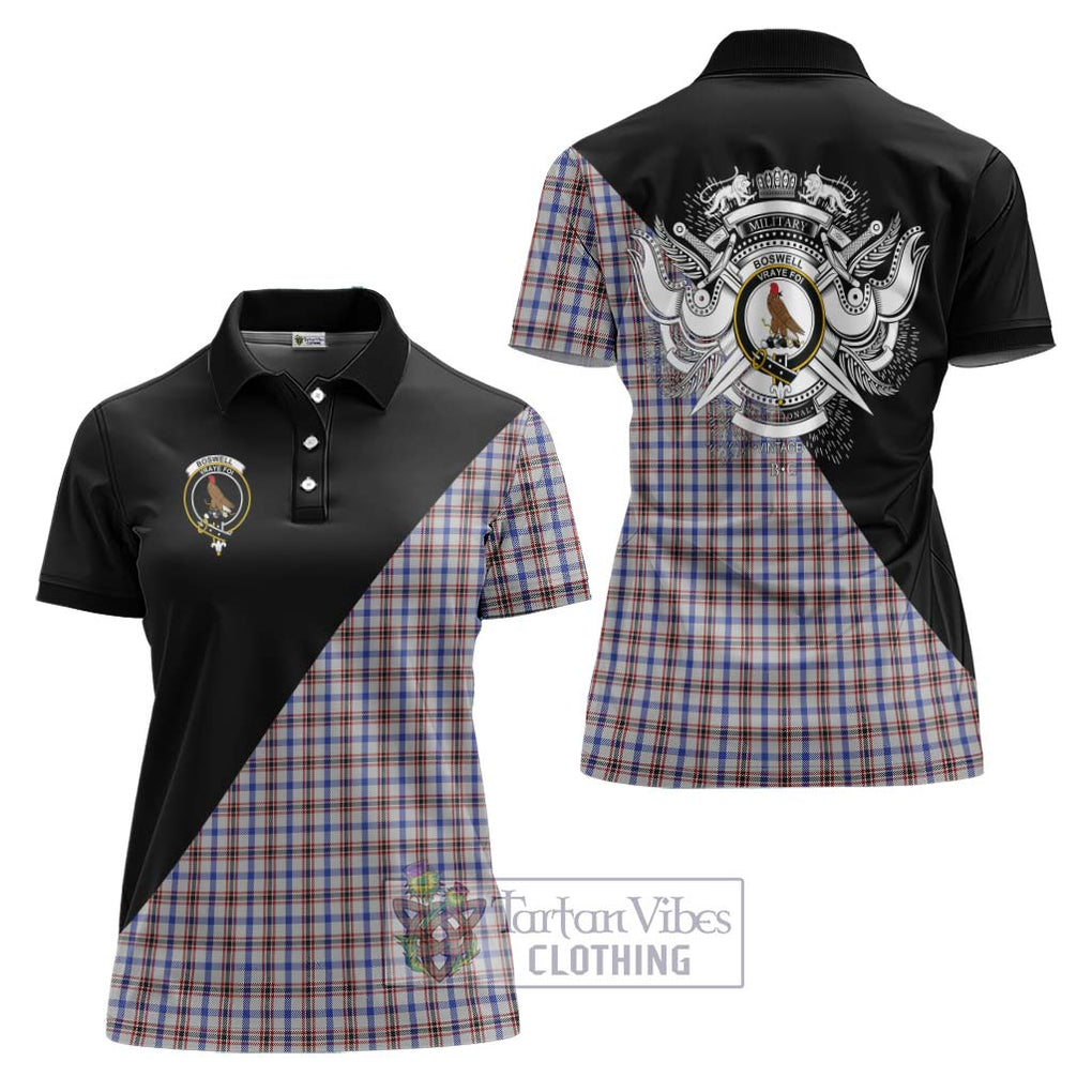 Boswell Tartan Women's Polo Shirt with Family Crest and Military Logo Style Women - Tartanvibesclothing Shop