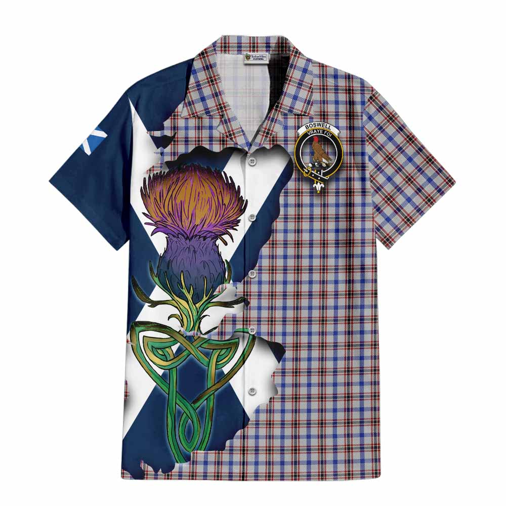 Boswell Tartan Family Crest Hawaiian Shirt Scottish Thistle Celtic Inspired Kid - Tartan Vibes Clothing