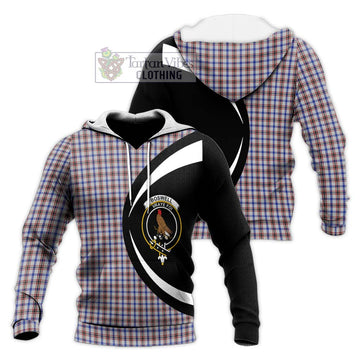 Boswell Tartan Knitted Hoodie with Family Crest Circle Style