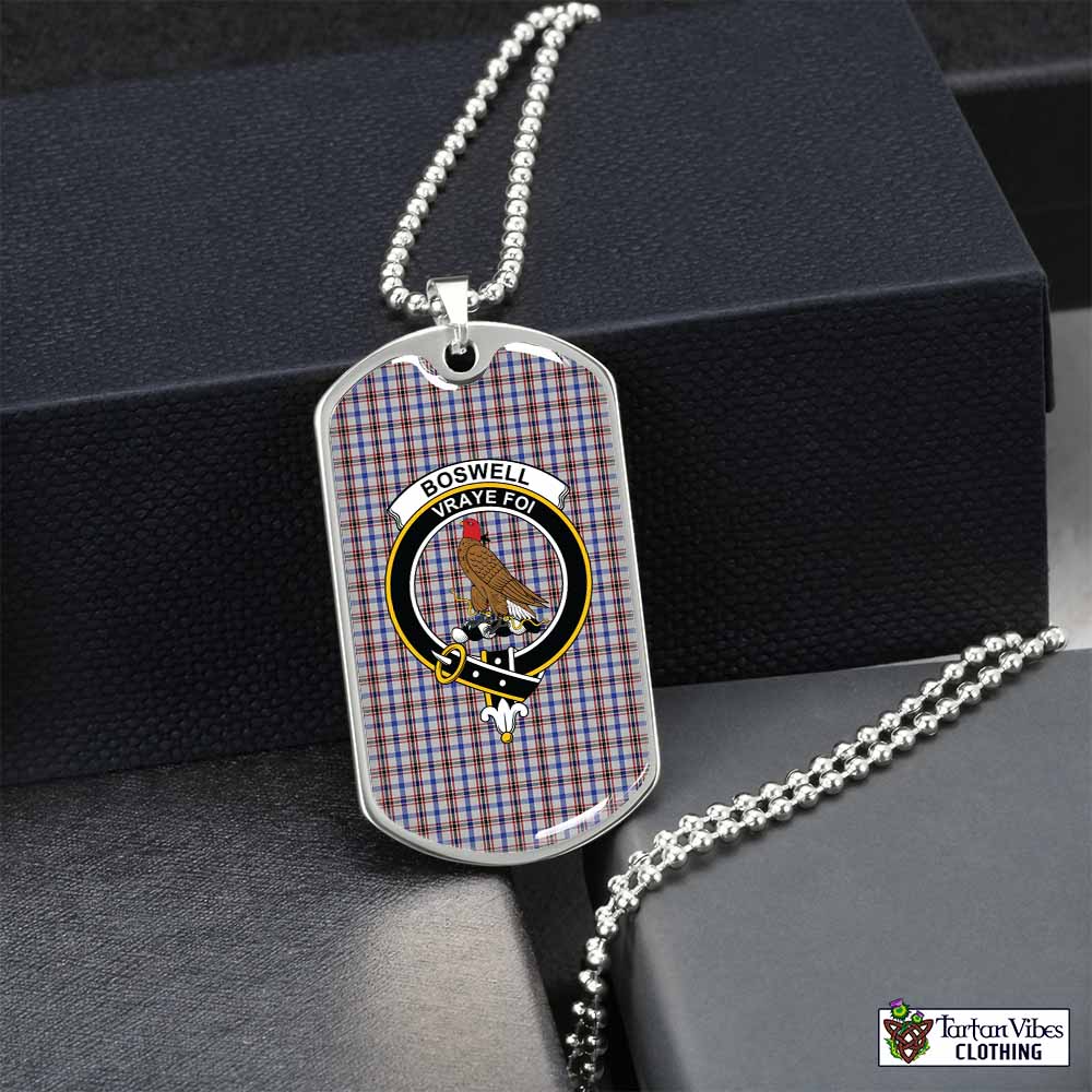 Tartan Vibes Clothing Boswell Tartan Dog Tag Necklace with Family Crest