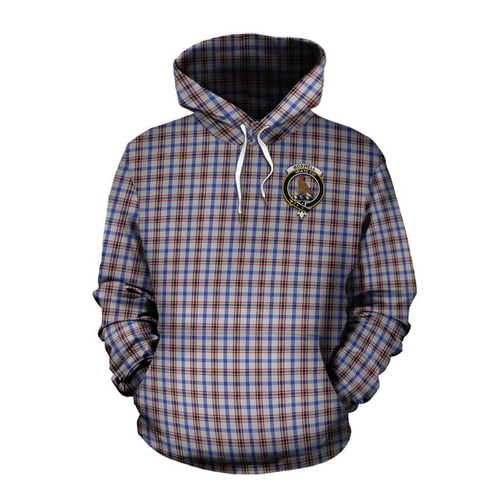 Tartan Vibes Clothing Boswell Tartan Cotton Hoodie with Family Crest and Bearded Skull Holding Bottles of Whiskey