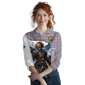 Boswell Crest Tartan Women's Casual Shirt Inspired by the Freedom of Scottish Warrior