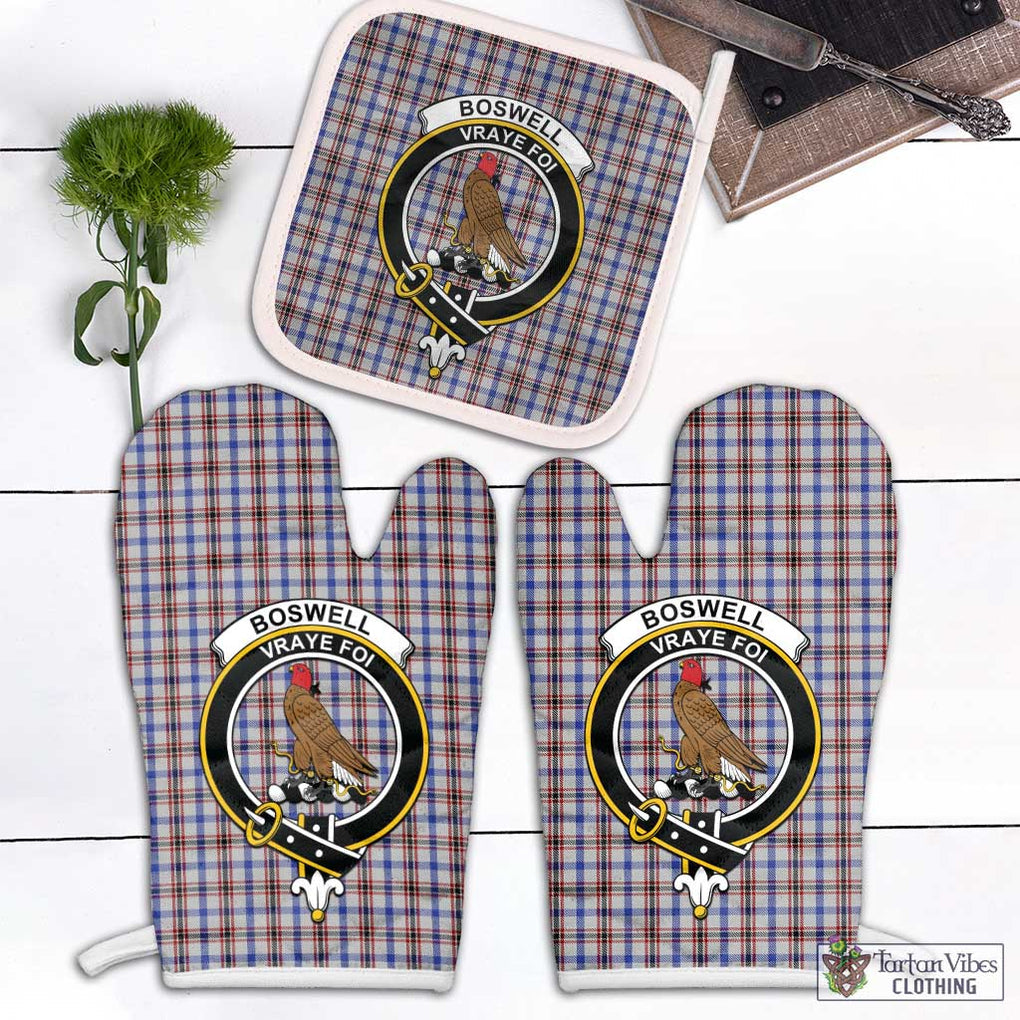 Boswell Tartan Combo Oven Mitt & Pot-Holder with Family Crest Combo 1 Oven Mitt & 1 Pot-Holder White - Tartan Vibes Clothing