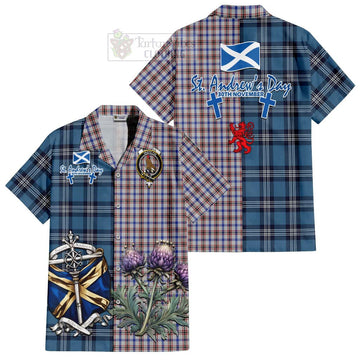 Boswell Tartan Short Sleeve Button Shirt Happy St. Andrew's Day Half Tartan Style