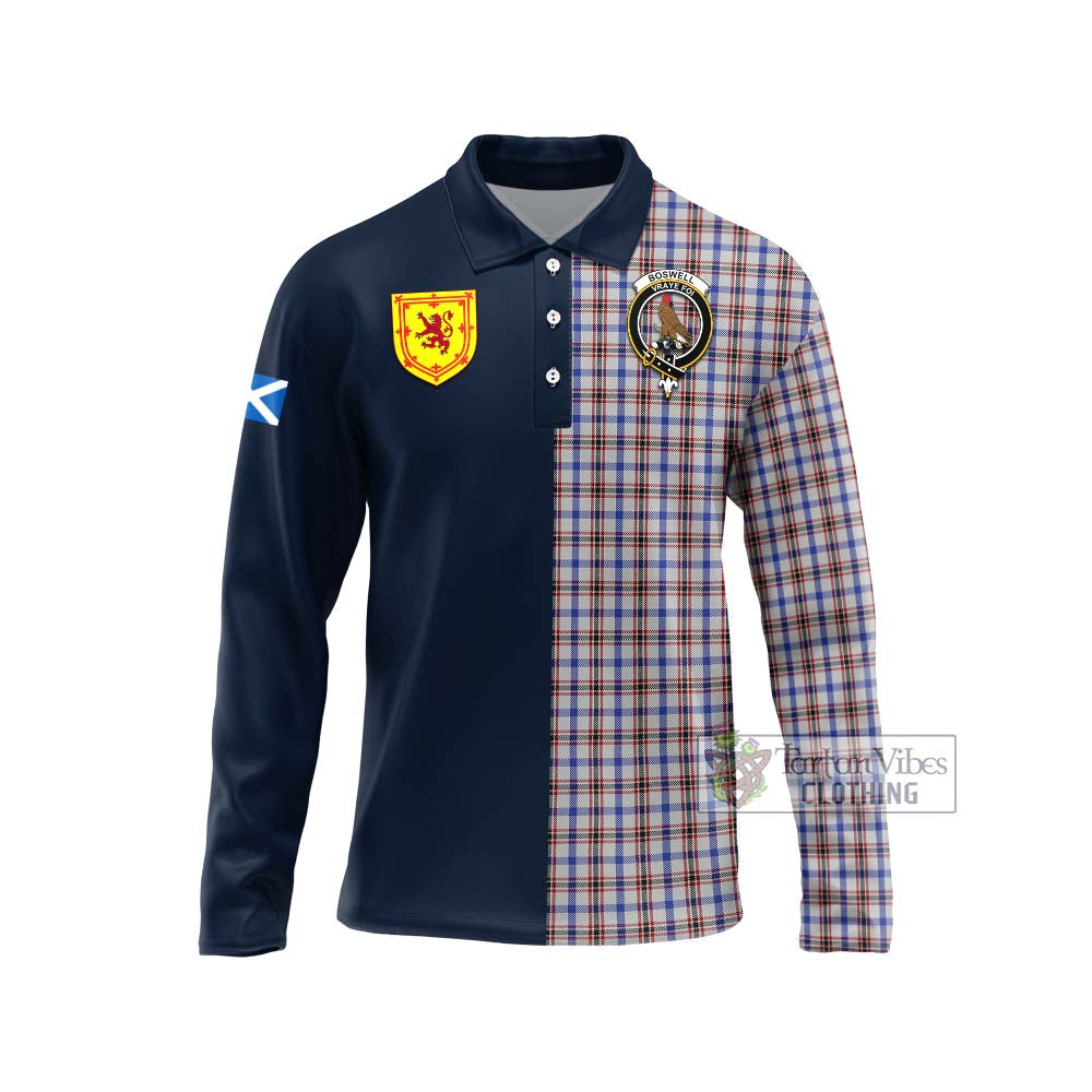 Tartan Vibes Clothing Boswell Tartan Long Sleeve Polo Shirt with Scottish Lion Royal Arm Half Style