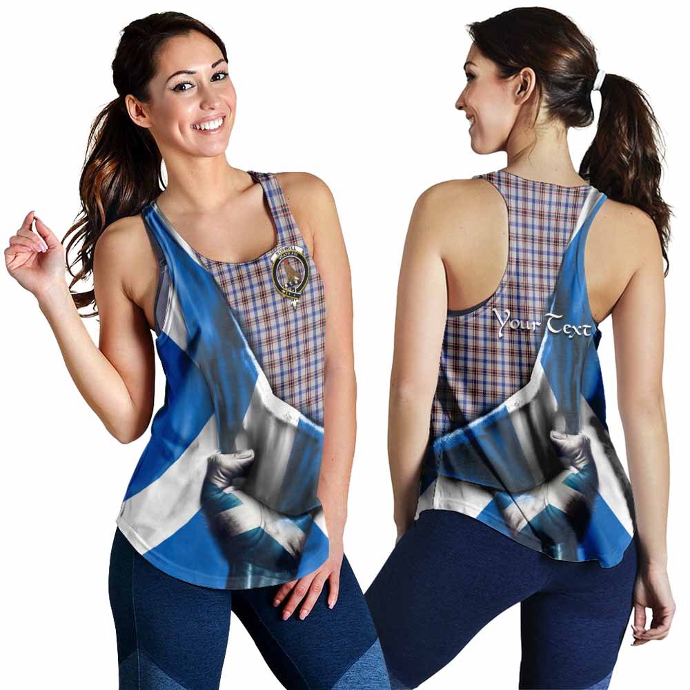 Tartan Vibes Clothing Boswell Tartan Women's Racerback Tanks with Family Crest Scotland Patriotic Style