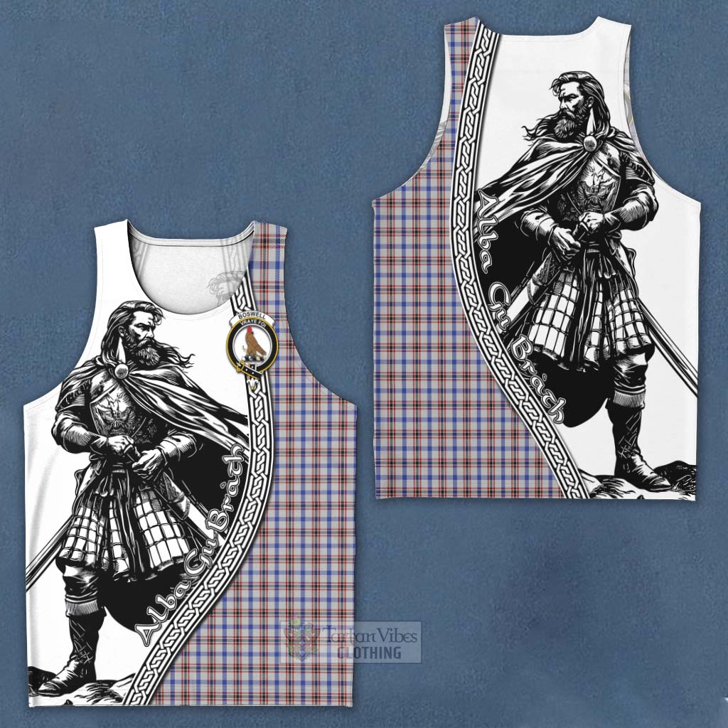 Tartan Vibes Clothing Boswell Tartan Clan Crest Men's Tank Top with Highlander Warrior Celtic Style