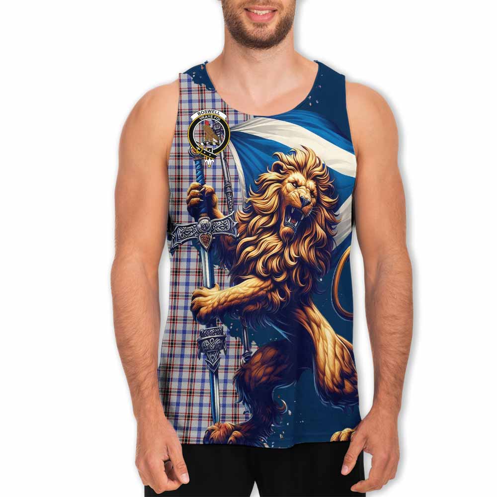 Tartan Vibes Clothing Boswell Tartan Family Crest Men's Tank Top with Scottish Majestic Lion