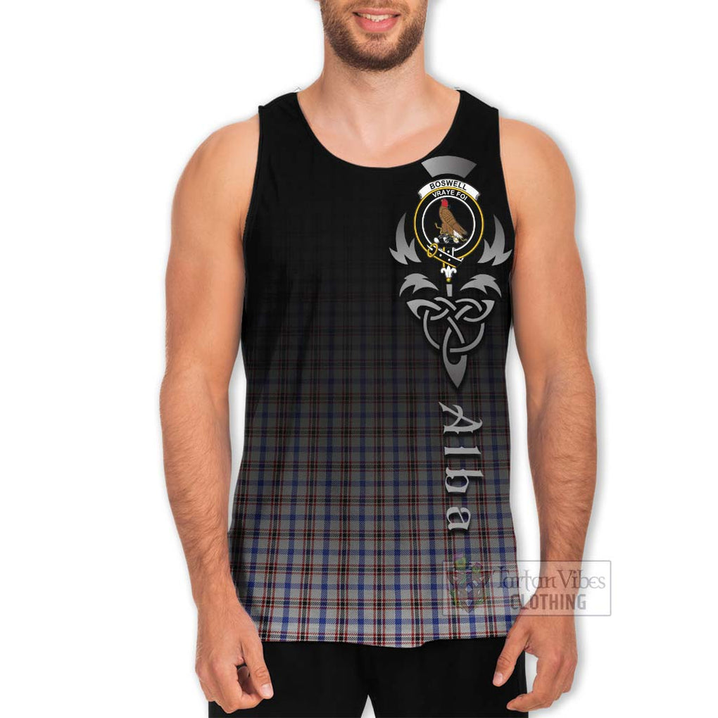 Tartan Vibes Clothing Boswell Tartan Men's Tank Top Featuring Alba Gu Brath Family Crest Celtic Inspired