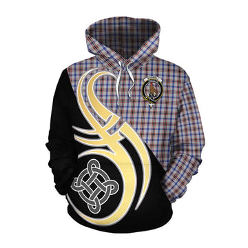 Boswell Tartan Cotton Hoodie with Family Crest and Celtic Symbol Style