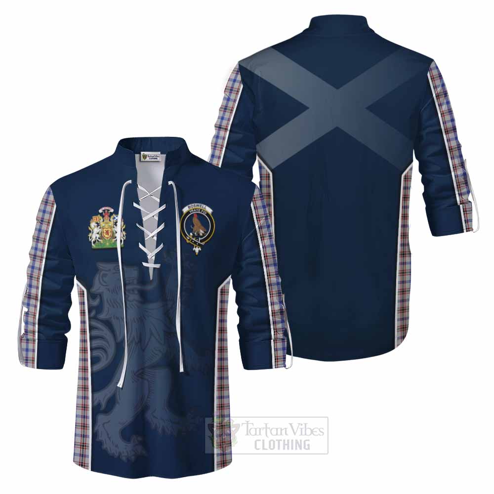 Tartan Vibes Clothing Boswell Tartan Ghillie Kilt Shirt with Family Crest and Lion Rampant Vibes Sport Style