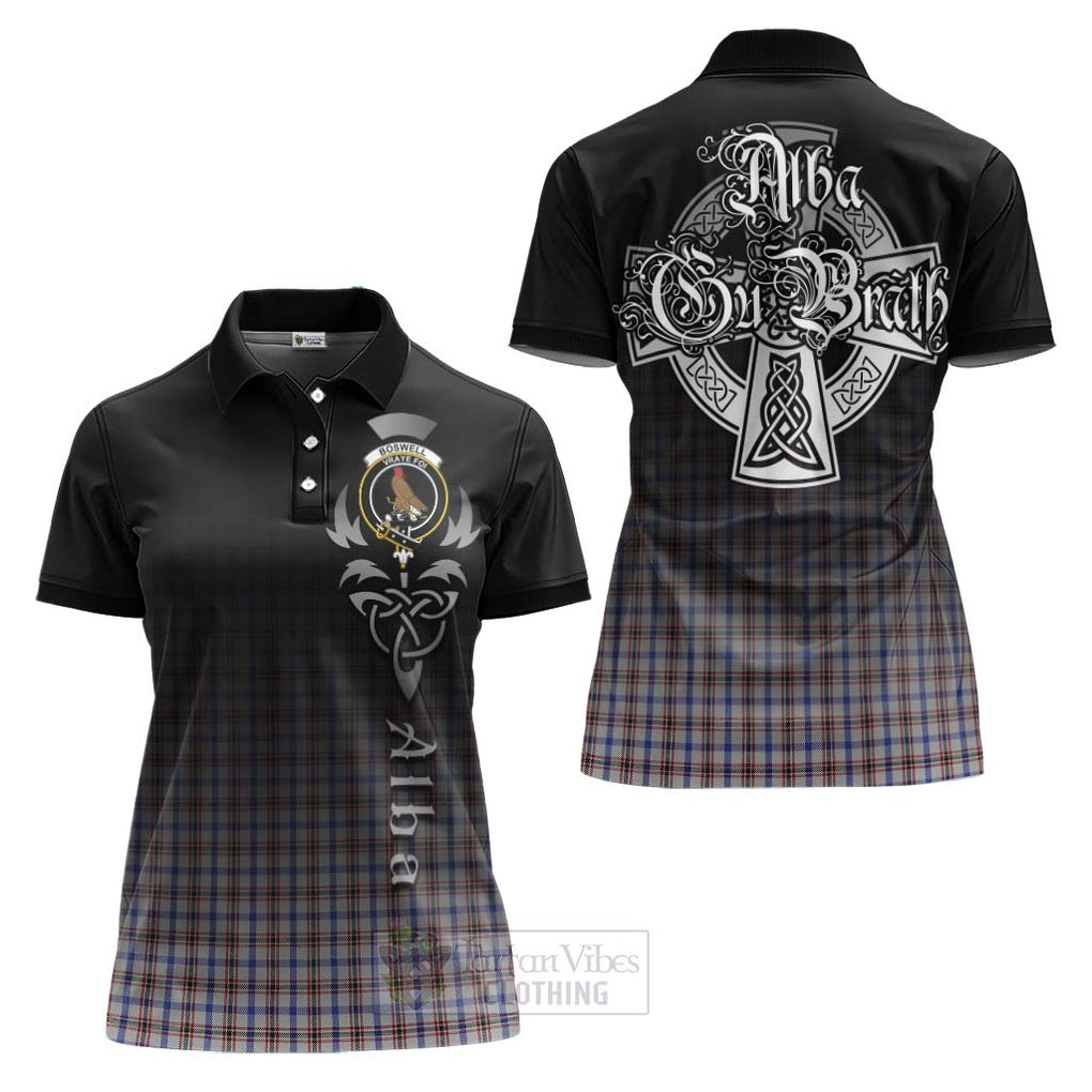 Tartan Vibes Clothing Boswell Tartan Women's Polo Shirt Featuring Alba Gu Brath Family Crest Celtic Inspired