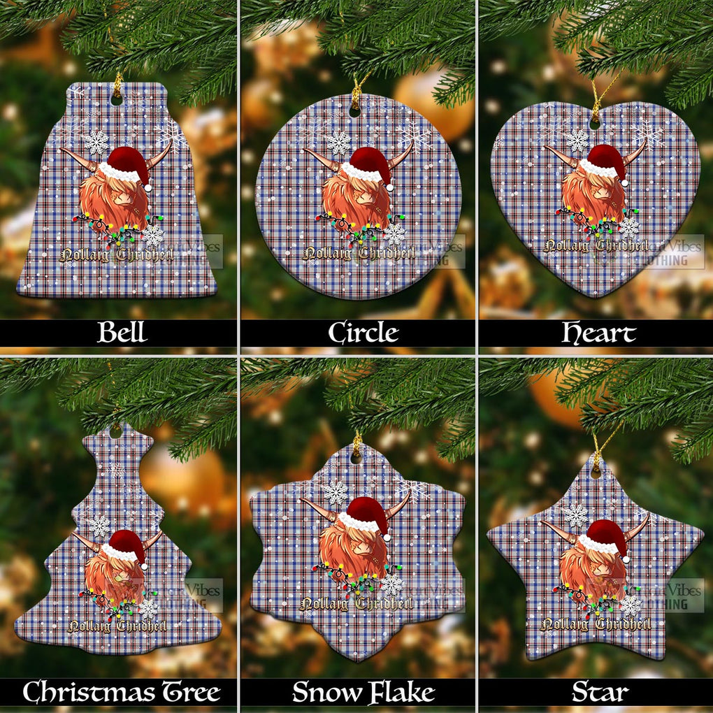 Tartan Vibes Clothing Boswell Clan Tartan Ornament with Christmas Twinkle Highland Cattle