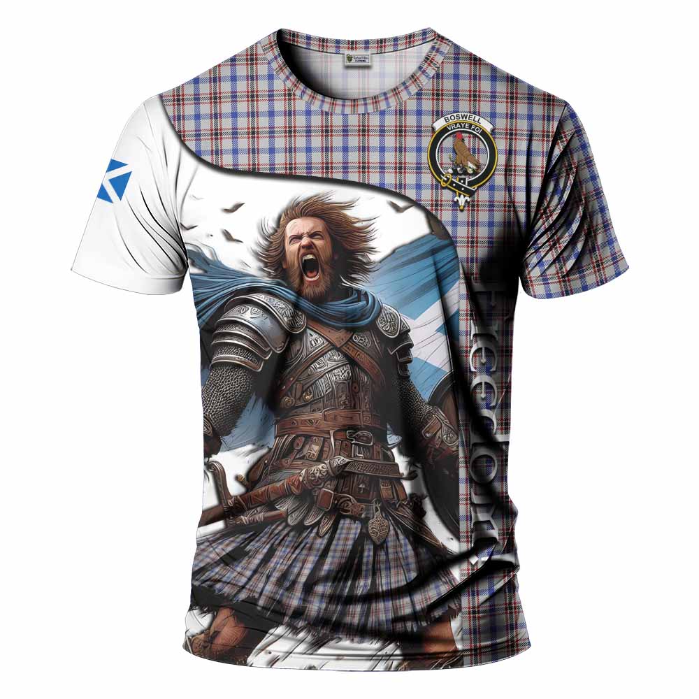 Boswell Crest Tartan T-Shirt Inspired by the Freedom of Scottish Warrior